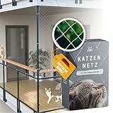 Samtpfote® Katzennetz für Balkon & Fenster - 4 x 3 m - Balkonnetz transparent...