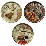 MamboCat 3-er Set Pizzateller Ø 33,3cm Volldekor Motive Lieblings-, Oliven- &...