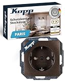 Kopp PARIS Schutzkontaktsteckdose in Palisander-Braun - Hochwertige 1-fach...