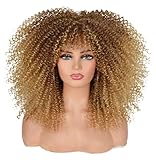 ISAMY Lange lockige Perücken für Schwarze Frauen Afro Bomb Curly Perücke mit...