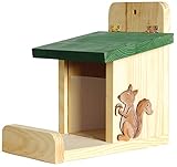 dobar® 22219e Eichhörnchenfutterstation - Eichhörnchen Futterhaus Massivholz...