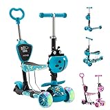 Arebos Cityroller Tretroller Blau Scooter höhenverstellbarer Lenker und Sitz |...