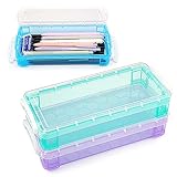 Tikplus 3 Stück Stapelbare Stiftebox，Durchsichtige Bleistiftboxen Stifte...
