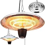 Monzana® Heizstrahler Deckenheizstrahler Infrarotstrahler 1500W IP24 2 Halogen...