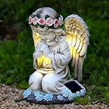 Tuzsocr Solar Engel Gartenstatuen - Betende LED-Schutzengel-Figur, Grablicht...