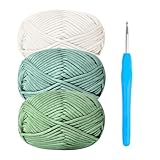 Häkelgarn Baumwolle Häkelwolle Chenille Wolle zum Häkeln 3 x 50g Häkelwolle...
