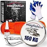 Magfishion - Magnetfischen Set – 160 kg - Ø60mm - Neodym Magnet - Perfekt zum...