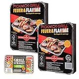 Feuer & Flamme Picknick & Einweggrill (2er Pack) + Gut & Günstig 10 stk....