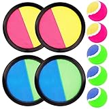Klettballspiel, Fangballspiel mit 4 Fangscheiben 5 Bälle für Kinder ab 3 4 5 6...