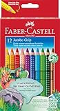 Faber-Castell 110912 - Jumbo Buntstifte Set Grip, 12-teilig, dreikant,...