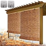 WOGTITYI Natur Bambus Rollo für Aussenbereich Balkon Wetterfest Bambusrollo...