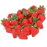 HXHWKEN 20Pcs Künstliche Erdbeere Realistisch Kunststoff Erdbeeren Gefälschte...