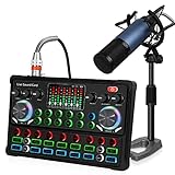 RUBEHOOW Kondensatormikrofon-Kit Streaming-Gerät mit DJ-Mixer Soundkarte für...