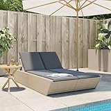 IKAYAA Doppelliege Outdoor 2 Personen Verstellbar Sonnenliege 2 Personen Rattan...