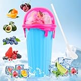 RISVOWO Slushy Becher, Slush Cup mit Strohhalmlöffel, 500ml Silikon Slushy...