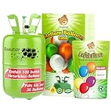 Helium Gasflasche + 100 Luftballons ÖKO-TEST 'SEHR GUT' • für ca. 30 Ballons...