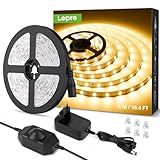Lepro LED Strip 5M, Warmweiss 3000K Dimmbar, LED Streifen Warmweiß 300 LEDs,...
