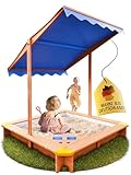 FRIEDO - Sandkasten mit Dach (UV80+) & Matschküche 120x120 cm - Sandkiste...