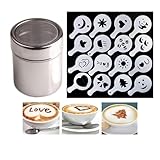 2 Stück Puderzuckerstreuer, 16 Satz Kaffee Zeichnung Cappuccino Form Phantasie...