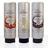 Monin Flavoured Saucen - Set - Karamell - Helle und Dunkle Schokolade - 3er Set...