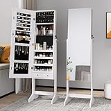 Dripex Schmuckschrank mit Spiegel stehend, Schmuck Spiegelschrank abschließbar,...