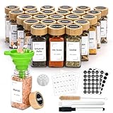 MallCreaty 24er Gewürzgläser Eckig Bambusdeckel,Gewürzdosen Set Glas,120 ml...