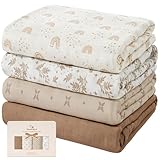 Yoofoss 4er Pack Baby Pucktuch 120x120 cm Mullwindeln aus Baumwolle und Bambus...