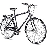 CHRISSON 28 Zoll Citybike Herren - City One schwarz matt 56 cm - Herrenfahrrad...