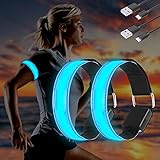 Molbory LED Armband USB, 2 Stück LED Reflective Band leuchtarmband laufarmband...