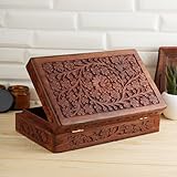 Ajuny Handgeschnitzte Dekorative Schmuckschatulle aus Holz mit Blumendesign...