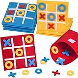 12 Stück Tic Tac Toe Spiel, Filz Brettspiel Set in Rot, Gelb und Blau, Ideal...