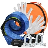 BUYGOO Abschleppseil Zubehör Set 8 Tonnen, 4.8cm x 5m Abschleppseil PKW mit...