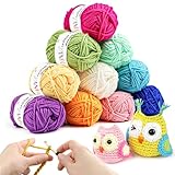 YINVA Häkelgarn 10 Farben x 25g Acryl Wolle Zum Häkeln Wolle Zum Stricken...