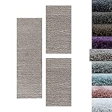 SIMPEX Bettumrandung Schlafzimmer 3teilig Shaggy Hochflor Teppich Beige Bettset:...