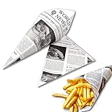 ONISM Snacktüte | Spitztüte für Pommes | Papier | Fettdicht | 50 Stück |...