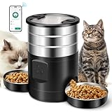 5L Automatischer Futterautomat Katze 2 Näpfe, Katzenfutter Automat 2.4G WiFi...