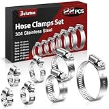 Bolatus Schlauchschellen Set 6-51mm, 22 Stk Schlauchklemme Edelstahl 304...