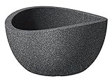 Scheurich Wave Globe Bowl, runde Pflanzschale aus Kunststoff, Schwarz-Granit, 40...