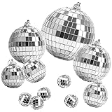 LoQuick 11Stück Disco Spiegel Ball, Silber Hängekugel Spiegelkugel Discokugeln...