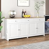 Kehun Sideboard Weiss für Wohnzimmer und Esszimmer, Kommode Schrank...