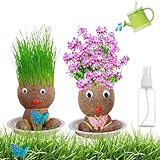 2 Stück Graskopf, Schön Graskopf Kinder 2 Stile Blumentopf Kopf Mit Einer...