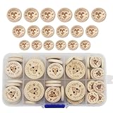 WANYI 80 Stück Holzknöpfe 15mm 20mm 25mm Runde Knöpfe Holz Kinder Natur...