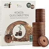 Kokos Quelltabletten mit Nährstoffen – 40 Stück, Kokoserde gepresst zur...