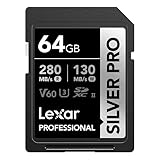 Lexar SILVER PRO SD Karte 64GB, UHS-II SD Speicherkarte, V60, U3, C10, bis zu...