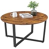 VASAGLE Runder Couchtisch, Wohnzimmertisch, Industriestil, Stahlrahmen, einfache...