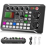 Facmogu F998 Live Sound Card Audio Mixer, Podcast Audio Interface mit DJ Mixer...