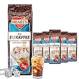 HEARTS Eiskaffee 5 x 1kg lnstant Kaffeepulver für Sommer, Schnelle Zubereitung,...