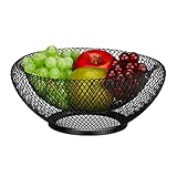 Relaxdays Obstschale Metall, runder Obstkorb, doppelwandig, HxD: 10 x 25 cm,...