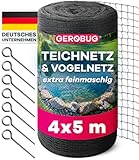 GEROBUG Teichnetz feinmaschig 4x5m - witterungs- & UV beständiges Teichnetz...