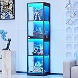 BROTTAR Glasvitrine mit Dreifarbig LED Beleuchtung und Glastüren, Glasvitrine...